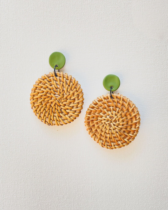 Large Rattan Disc Earrings