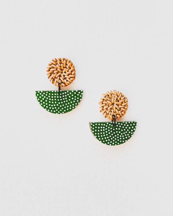 Half Moon and Rattan Earrings