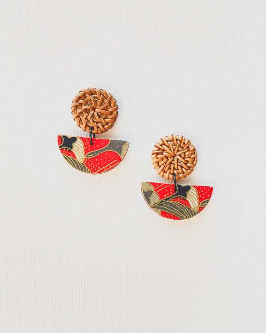 Half Moon and Rattan Earrings