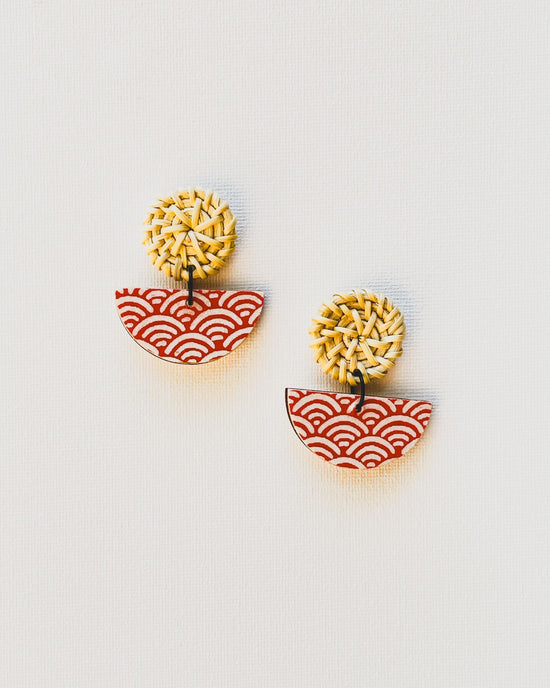 Half Moon and Rattan Earrings
