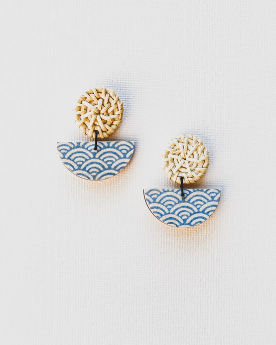 Half Moon and Rattan Earrings