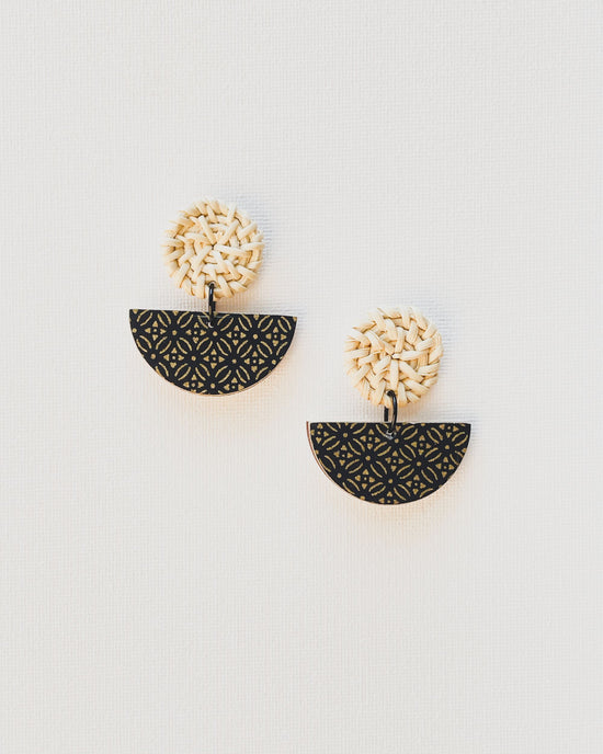 Half Moon and Rattan Earrings