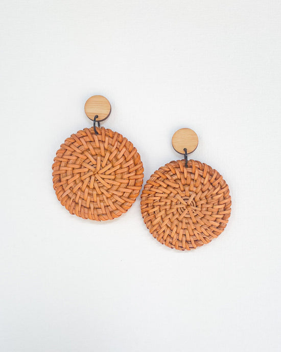 Large Rattan Disc Earrings