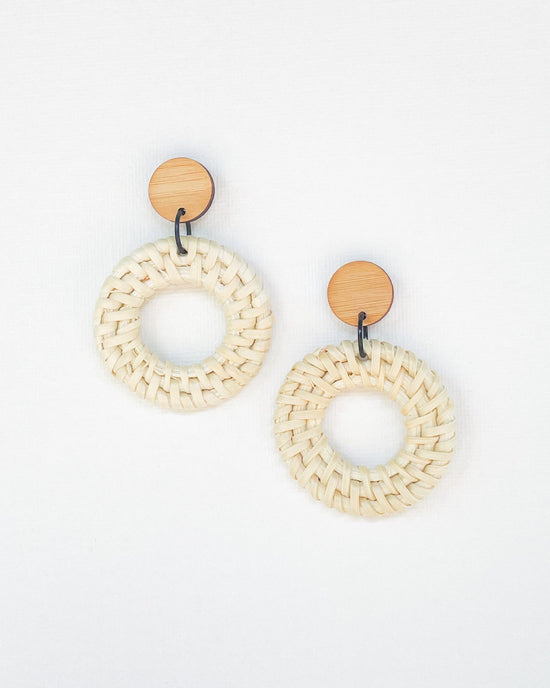 White Rattan Hoop Earrings