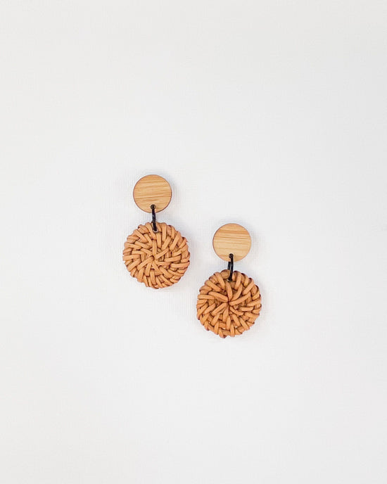 Small Rattan Disc Earrings