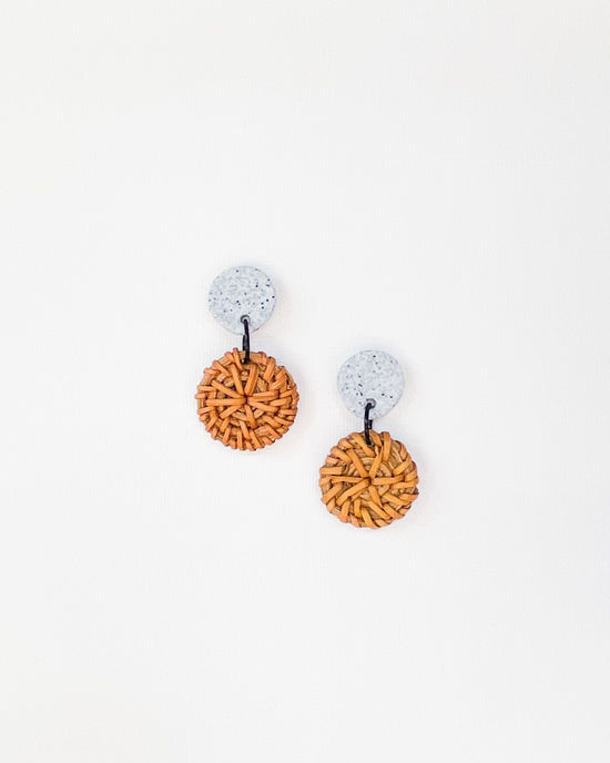 Small Rattan Disc Earrings
