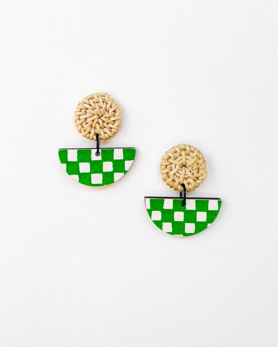 Half Moon and Rattan Earrings