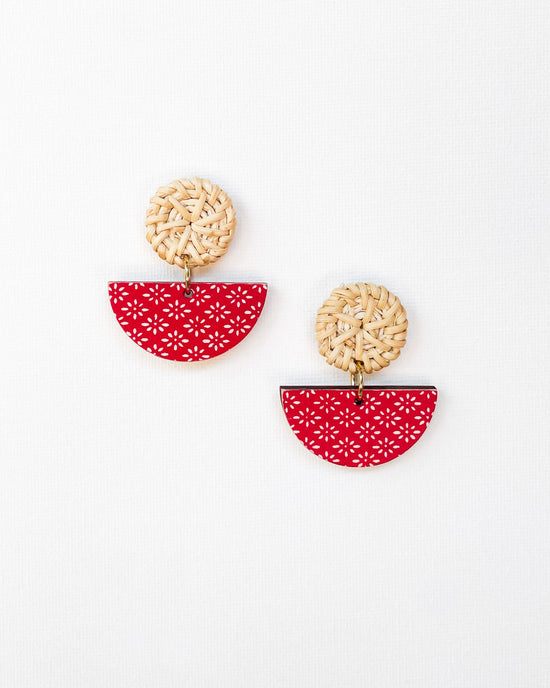 Half Moon and Rattan Earrings