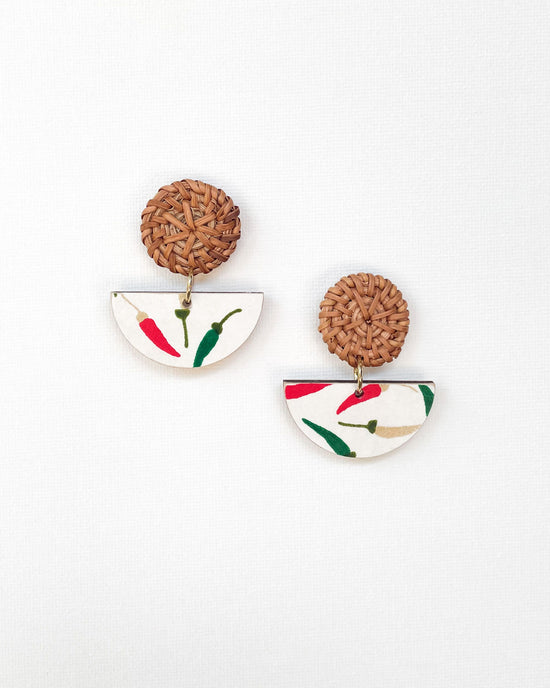 Half Moon and Rattan Earrings