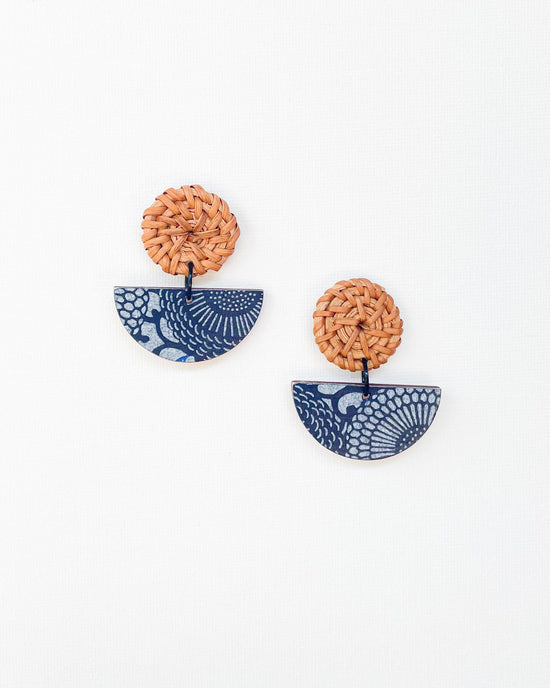 Half Moon and Rattan Earrings