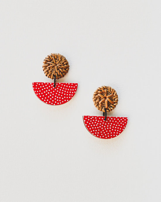 Half Moon and Rattan Earrings