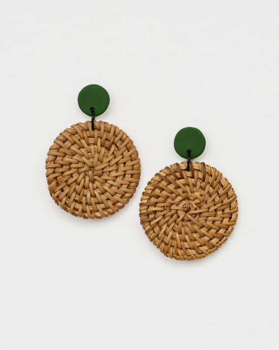 Large Rattan Disc Earrings