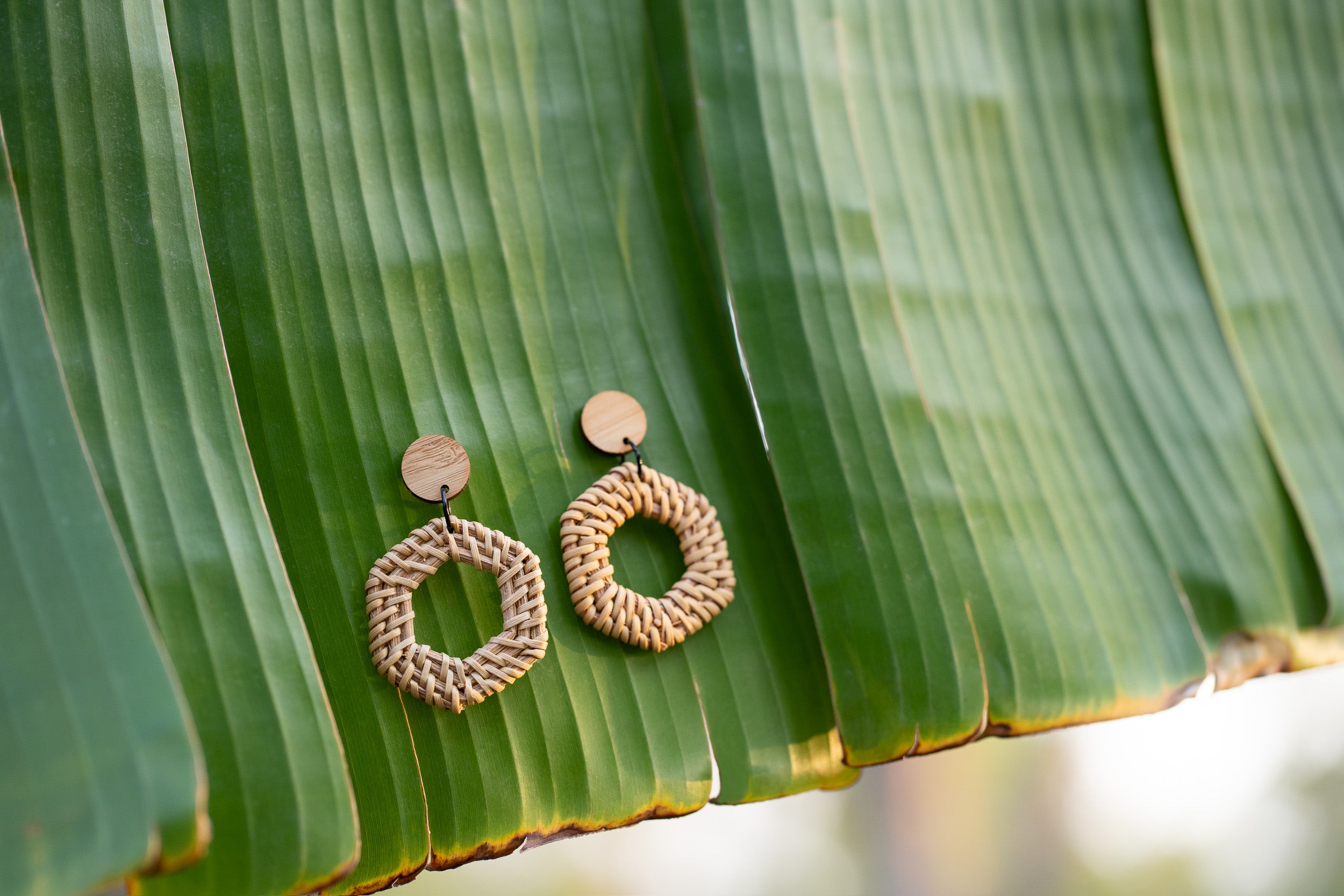 Woven Rattan Earrings – Made by Mariye