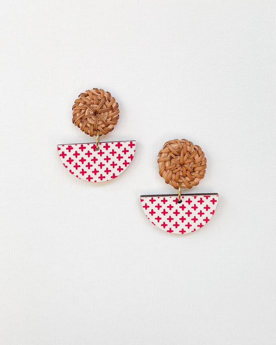 Half Moon and Rattan Earrings